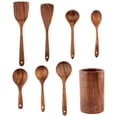 thumbnail image 1 of ¡Campaña con descuento!Juego de utensilios de cocina de teca natural - Cuchara de cocina de agarre cómodo, cuchara de madera para cocinar - Juego de utensilios de madera para cocinar, utensilios de c, 1 of 8