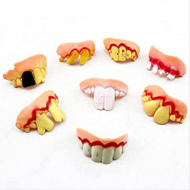 EIHI 10 Dientes Falsos De Halloween – Dentaduras Divertidas De PVC, Estilos Aleatorios, Para Fiestas, Disfraces Y Fotos Locas