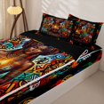 thumbnail image 3 of Castle Fairy Vibrant Oil Lamp African Woman Zipper Full Size Comforter Sets with Fitted Sheet and 2 Pillowcases,Graffiti Tribal Art Zipper Bedding Set,Black Red Blue,Grey Reversible,4pcs, 3 of 6