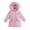 Pink, variant on Liyamei Girls Heavyweight Hooded Padded Jacket with Zipper for Winter Warm Coat Size 3-4 Years