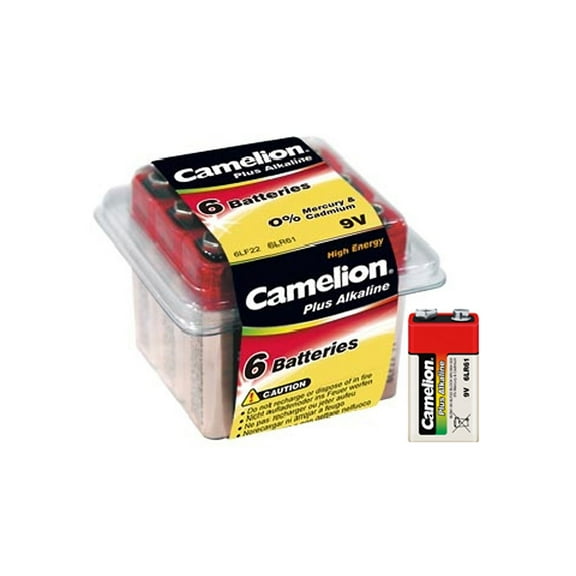 Camelion Alkaline Plus 9 Volt Batteries - Blister Pack of 6