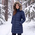thumbnail image 4 of Womens Winter Coats Puffer Down Parka Thicken Warm Hooded Jacket Fleece Lined Outwear with Removable Faux Fur Hood, Navy XXXL, 4 of 8
