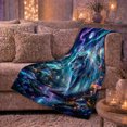 thumbnail image 6 of Celestial Forest Wolf Butterfly Wings Mystical Fantasy Art, Mystical Woodland Scene, Warm Flannel Blanket for Cabin and Lodge, Garden Lovers Housewarming Gift, Fantasy Home Decor, 6 of 9