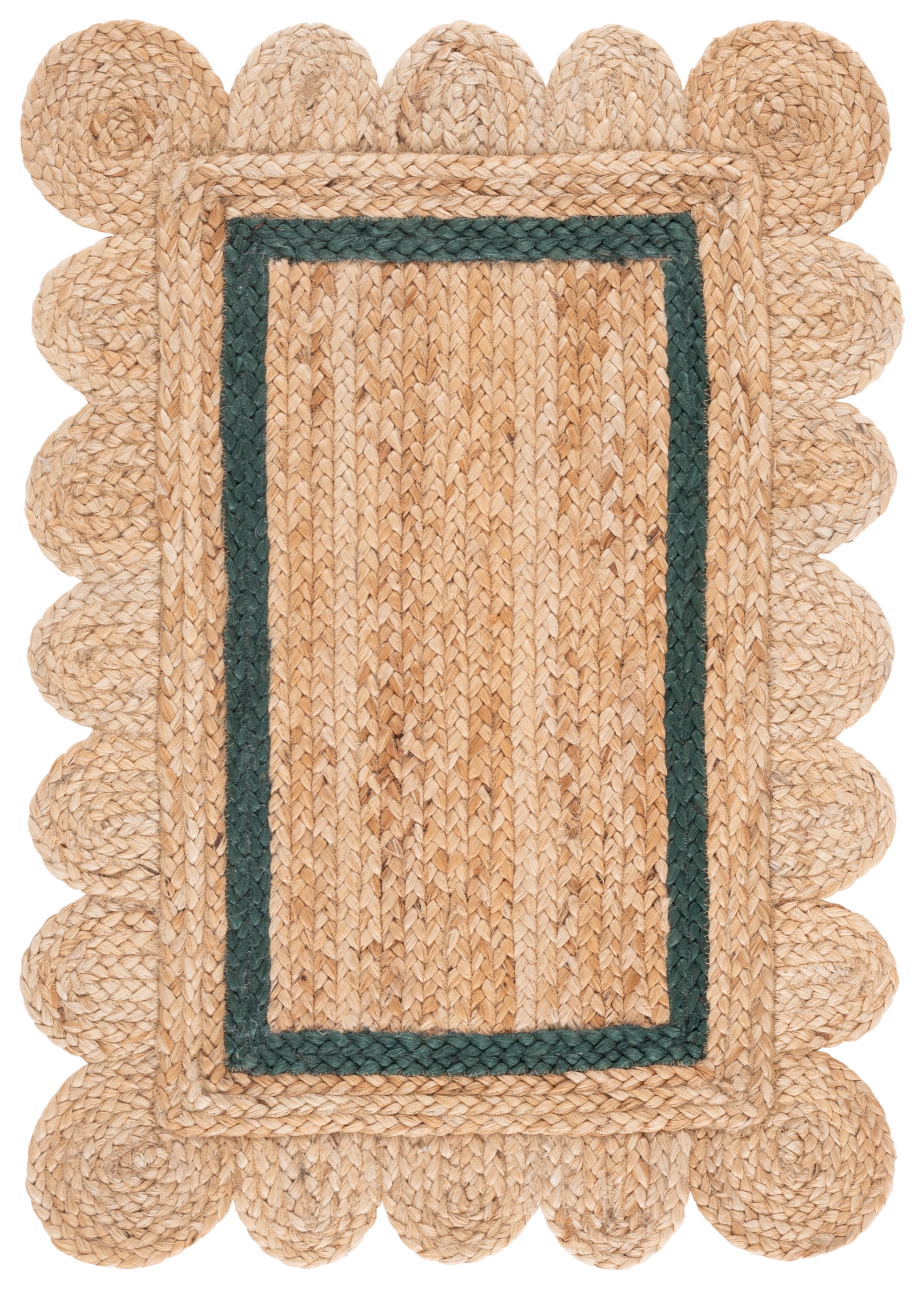 Safavieh Natural Fiber Archibald Bordered Area Rug, Natural/Dark Green, 3' x 5'