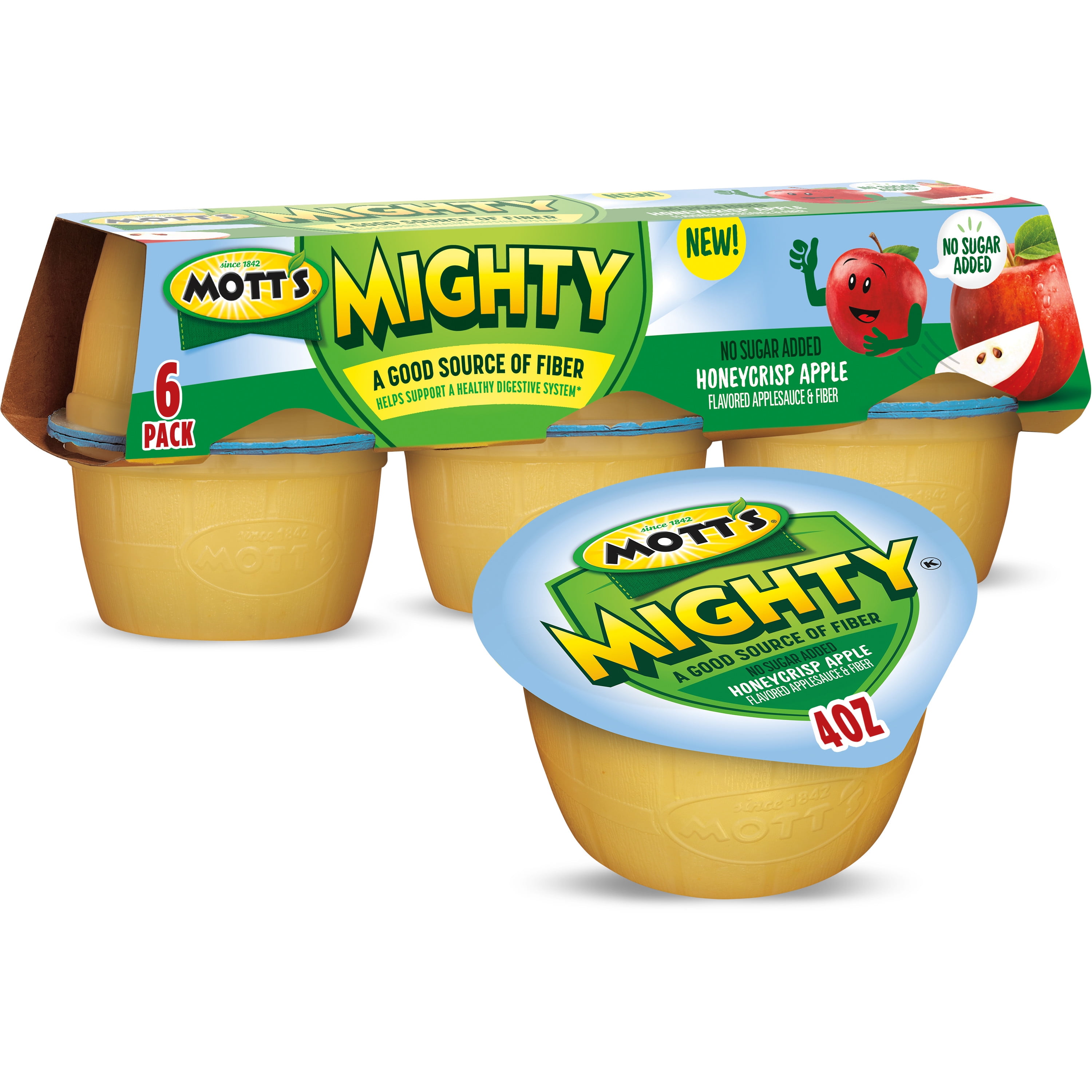 Mott's Mighty Honeycrisp Apple Applesauce, 3.9 oz cups, 6 pack