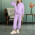 thumbnail image 2 of Coerni Unisex Kids' 2 Piece Outfits Boys Athletic Pullover Hoodie Fleece Sweatshirt +Cargo Sweatpants Girls Trendy Thermal Set, 2 of 9