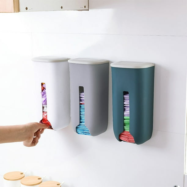 Caja de almacenamiento de bolsa de plástico Organizador montado en la pared | Dispensador de bolsas de basura para cocina, baño | Fácil extracción | Plástico grueso ecológico reutilizable | 1 Pieza