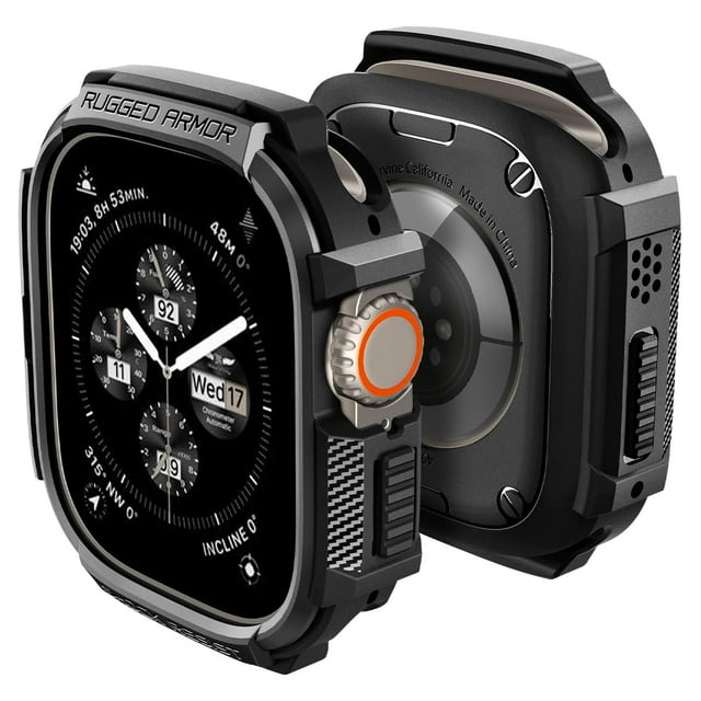 Funda Spigen Rugged Armor para Apple Watch Ultra 2/1 de 49 mm, color negro