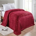 thumbnail image 2 of Amrani Bedcover Embossed Blanket, Soft Premium Microplush, King Burgundy, 2 of 3