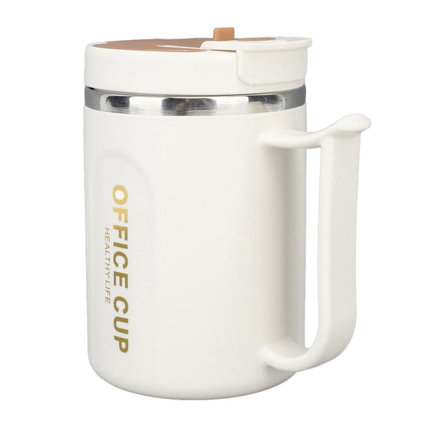 Taza De Acero Inoxidable Con Asa Y Tapa, Café Aislado 304