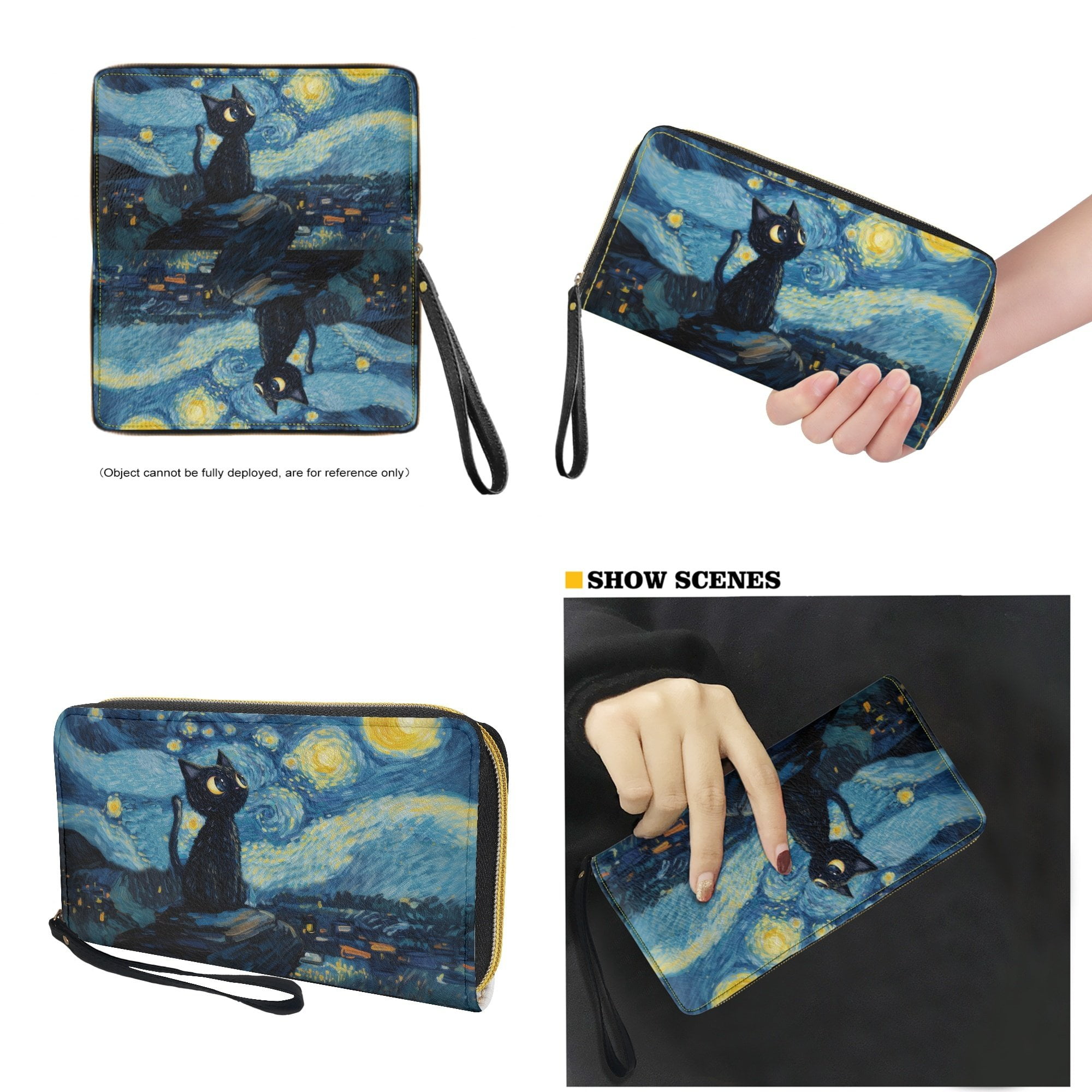 Kuiaobaty Cat Galaxy Print Satchel Purse for Women, Large Capacity Leather Shoulder Handbag with Adjustable Strap, Zipper Tote Handbag and Clutch Purse for Travel, Blue