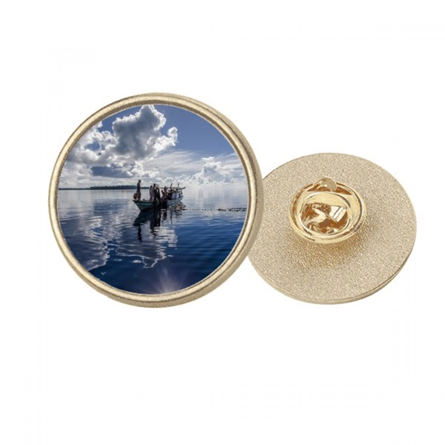 Broche circular de oro metálico El agua del océano azul Unbranded 2.7 cm
