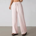 thumbnail image 4 of Ayolanni Pants for Women Striped Slacks Boho Wide Leg Pants Drawstring High Waist Petite Flowy Pink Palazzo Pants with Pockets S, 4 of 8