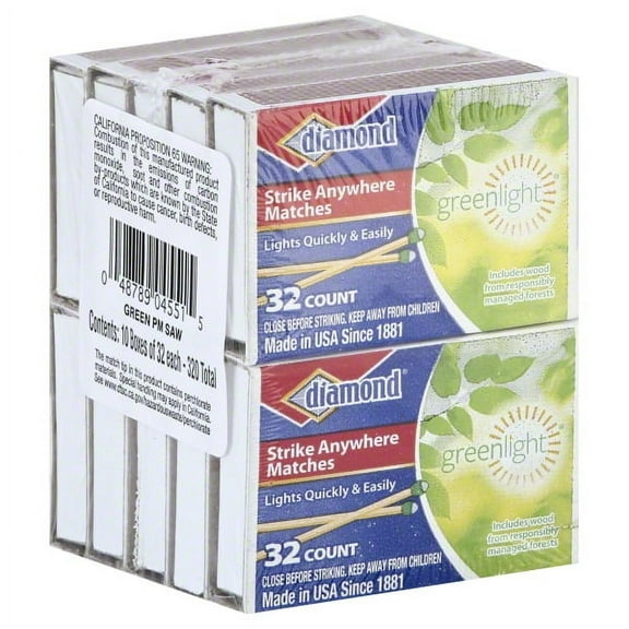 Diamond Greenlight Strike On Matches (32 per pack 10 Pack)