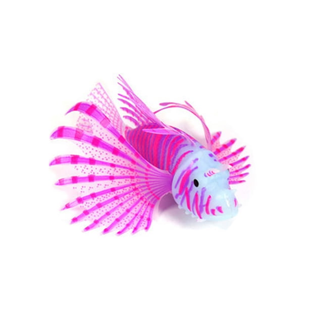 Acuario Tanque de peces Decoración de peces artificiales Acuario Glowing Lionfish Decoració TOMSHOO Morado,Silicona
