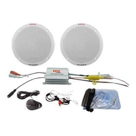 New Pyle PLMRKT2A 2-Channel Waterproof MP3 Amplified 6.5" Marine Speaker System