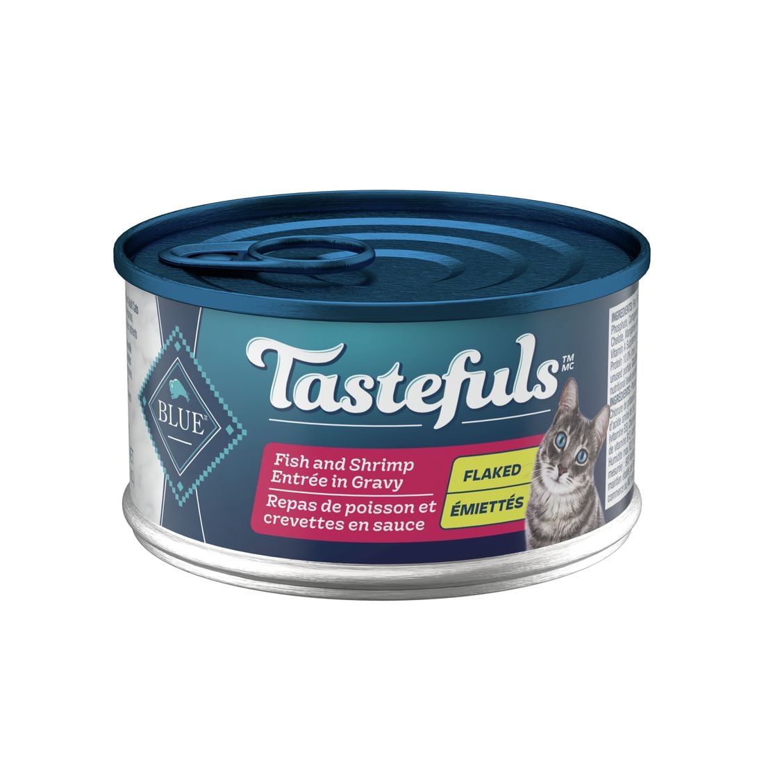 Nourriture Naturelle Humide pour Chat en Conserve Blue Buffalo Tastefuls, Style en Flocons, Entrée de Poisson et Crevettes en Sauce