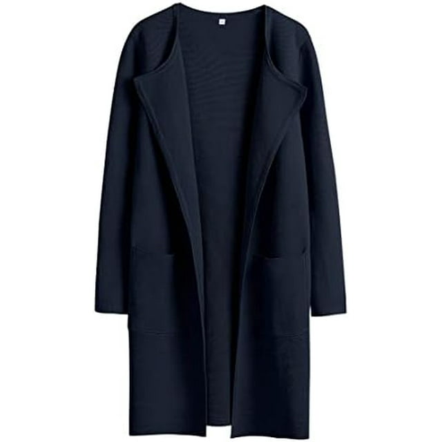 ANRABESS Cardigan en Tricot à devant Ouvert pour Femmes, Manches Longues, Col à Revers, Décontracté, Uni, Élégant, Veste Chandail