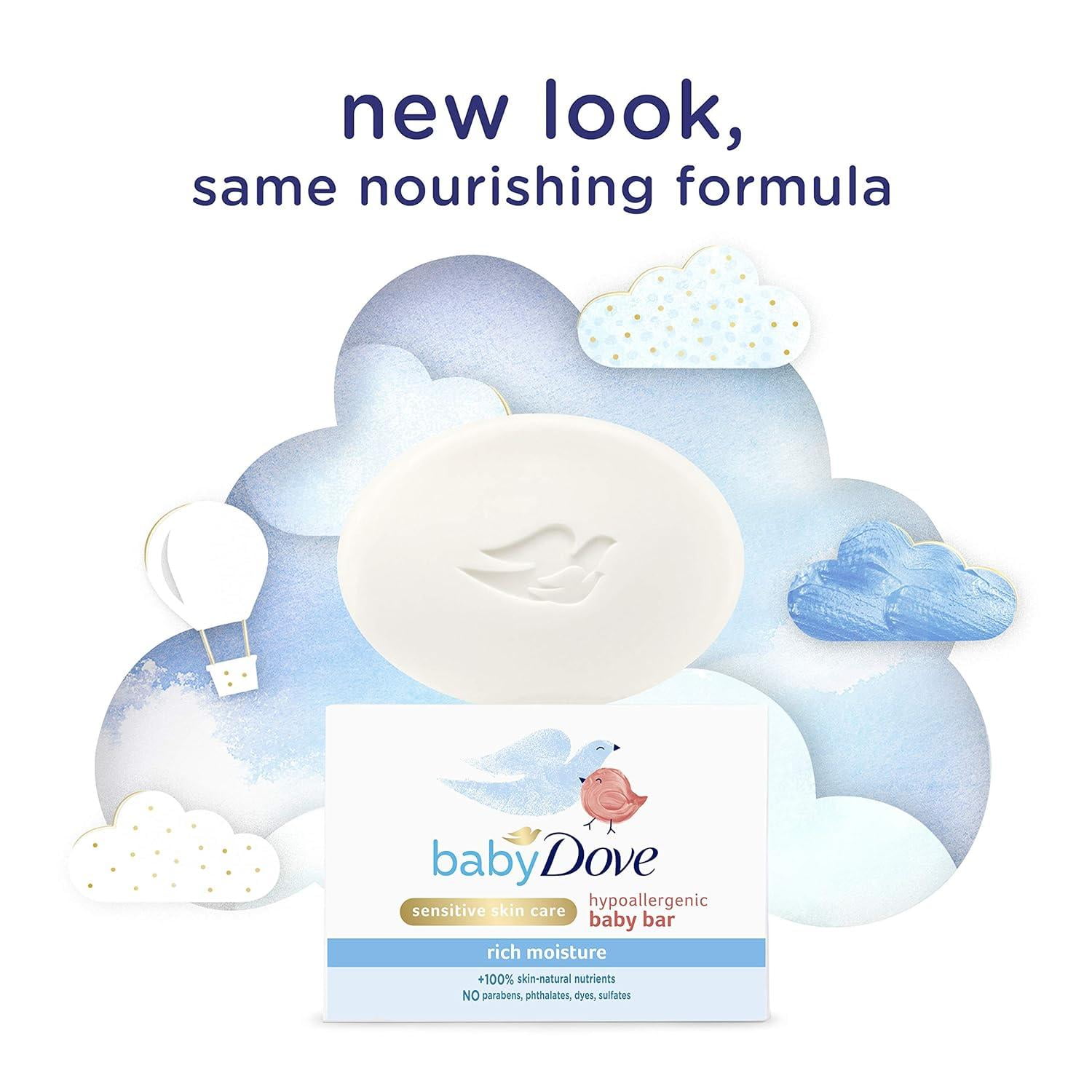Baby Dove Rich Moisture Bathing Bar -Gentle Soap for Baby 3.17 oz- 12 Pack