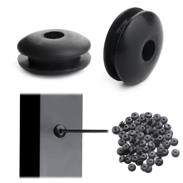 Pasacables de barandilla de cable Muzata CB29, 60 unidades, negro, de goma