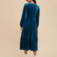 thumbnail image 5 of Blczomt Blue Dresses Women Midi Flowy Long Sleeve Velvet A Line Soft Plus Size V Neck Dresses, 5 of 8