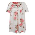 thumbnail image 3 of Camisa de mujer Camiseta de manga corta con estampado floral Blusa con cuello en V, Blanco, M Methold AP002466-10, 3 of 5