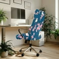 thumbnail image 3 of ZIATUBLES Computer Office Chair Cover Bird Flower Blue Printed Removable Chair Protector Slipcover with Elastic Band Washable Soft Universal Rotating Chair Cover, S, 3 of 7