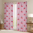 thumbnail image 2 of Homewish Kawaii Sweet Cherries Blackout Curtains Set of 2 (52x84 Each),Cute Geometric Striped Window Curtains,Red Pink White Curtains and Drapes For Girl Teens,Super Cozy Room Decor, 2 of 6