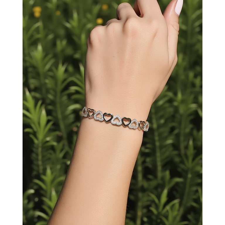 Amy & Annette Gold Heart Bangle Bracelet, Adjustable photo 2