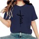 thumbnail image 1 of Camisetas de Cuello de Tripulación de Manga Corta para las Mujeres Cartas de Impresión de Pascua Camiseta de Manga Corta, Spandex de Poliéster, 1 of 5
