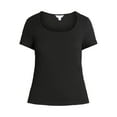 thumbnail image 5 of Time and Tru Women's Square Neck Pucker Tee with Short Sleeves, Sizes XS-XXXL, 5 of 5