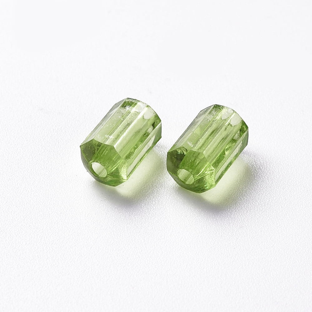Transparent Acrylic Beads Faceted Polygon Lime Green 9x5mm Hole: 1.8mm 3496pcs/500g