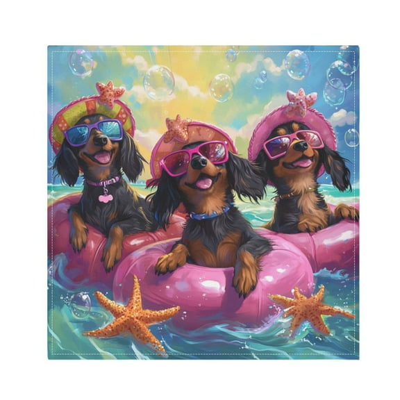 Qxltty Summer Dachshunds Napkins 20×20in Perfect for Parties Dinners Weddings Cocktail Housewarming Cloth Napkins Set of 6