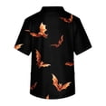 thumbnail image 4 of Domuza Scrub Tops Men Oversized V-Neck Short Sleeve Spooky Horror Print Carer Top Comfort Soft Elastic Working Uniform with Chest Pockets Light Brown S, 4 of 5