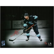 Adam Larsson Seattle Kraken Autographed 11" x 14" Navy Jersey with Puck Spotlight Photograph - Limited Edition of 22 - Fanatics Authentic Certified