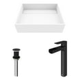 thumbnail image 4 of VIGO Matte Stone Montauk Composite Rectangular Vessel Bathroom Sink in White with Amada Faucet and Drain in Matte Black, 4 of 11