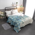 Blue Gradient Mosaic Quilted Comforters Cooling Blanket King Size, Grid ...