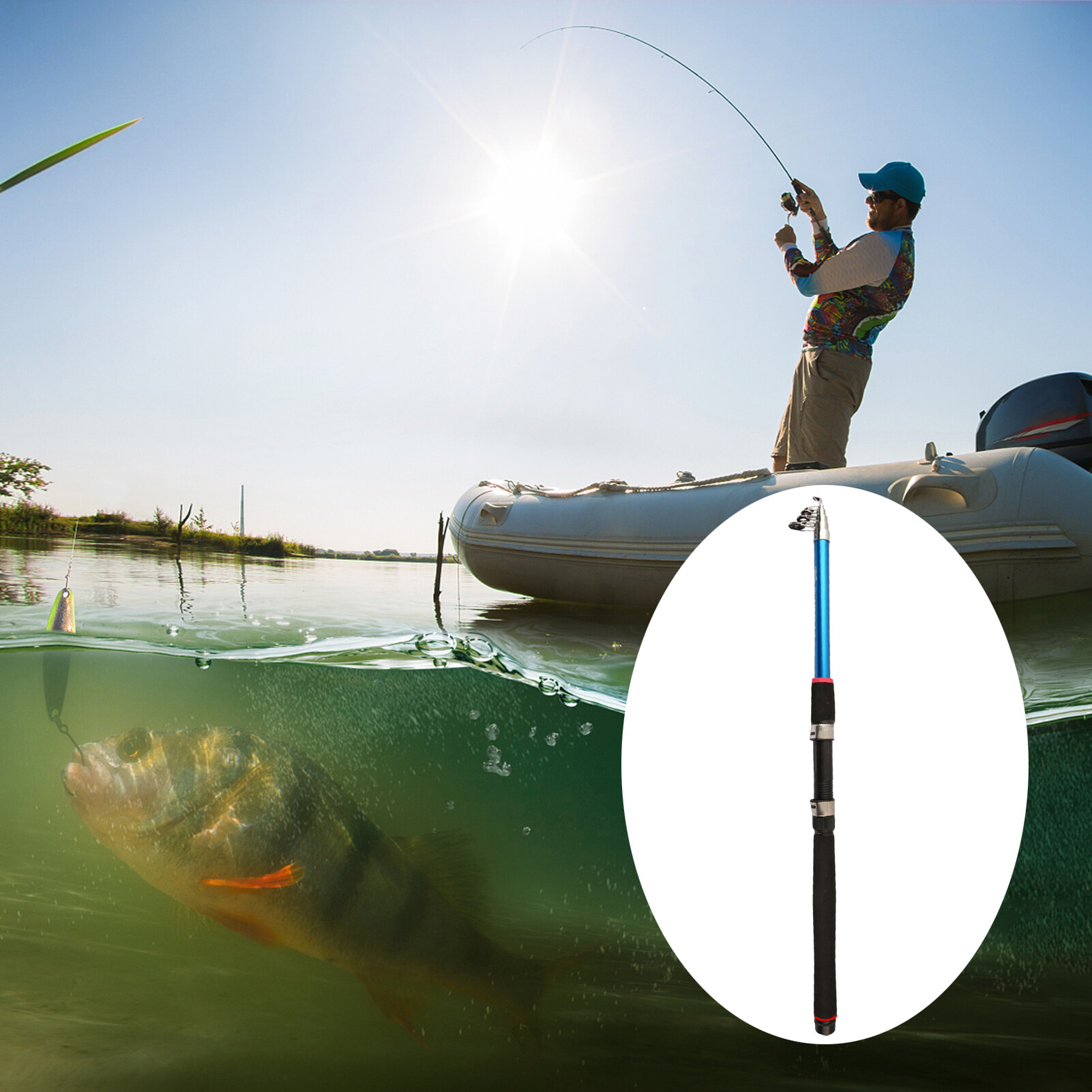 Canne à Pêche Télescopique Courte Légère - Pour Pêche En Rivière, étang, Fibre De Verre, Plusieurs Tailles
