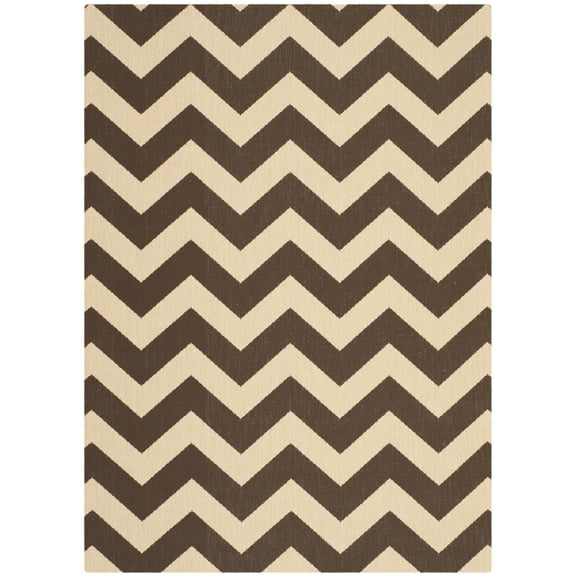 Safavieh Courtyard Bailey Chevron Indoor/Outdoor Area Rug, Dark Brown, 5'3" x 7'7"
