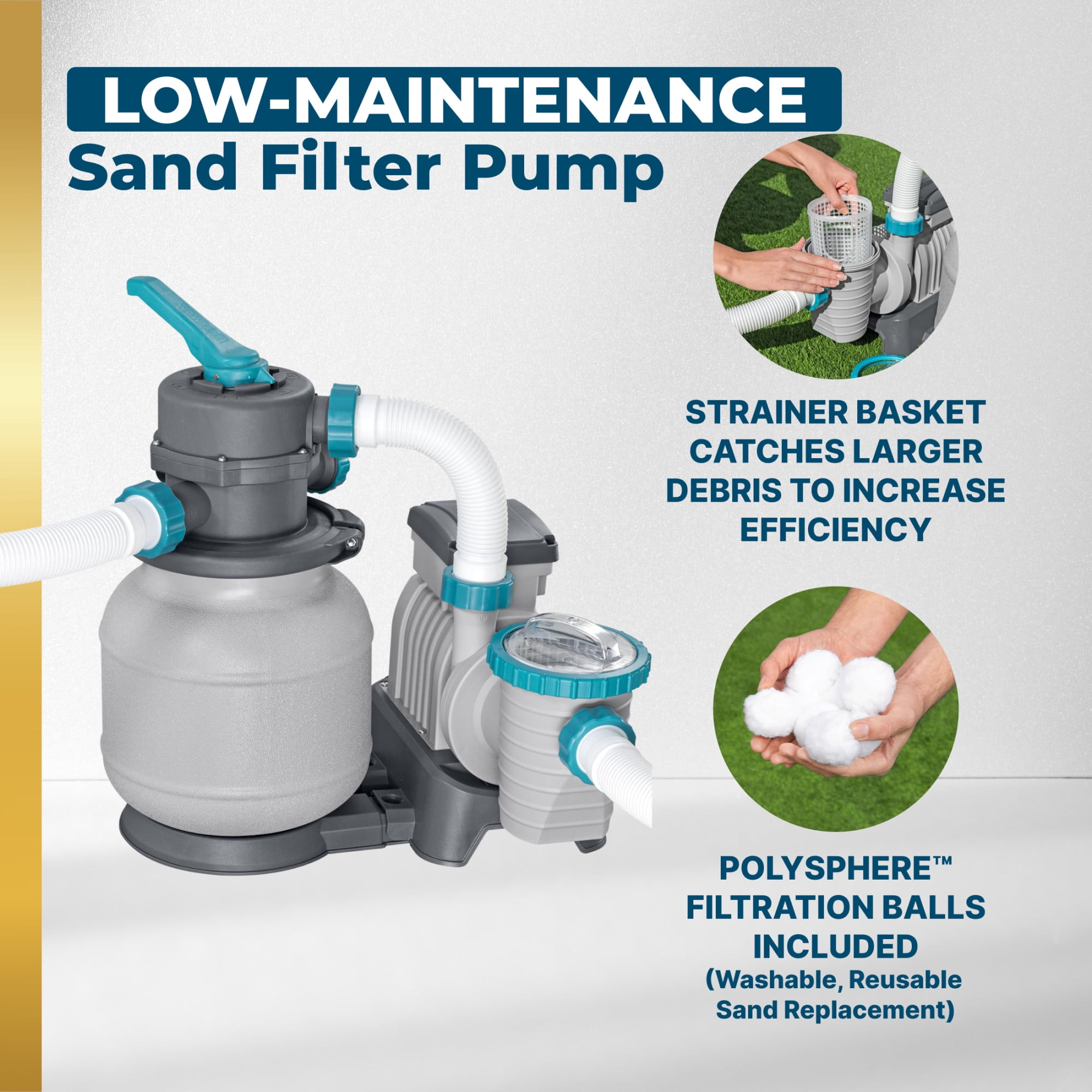 Bestway Hydrium 18' x 52" Steel Side Wall Above Ground Pool w/ Sand Pump & Accessories