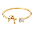 thumbnail image 1 of Oro Rhinestone 26 Anillo Inicial Joyería Letra Inicial Anillo Abierto con Rhinestone Anillo para Mujeres, 1 of 4