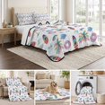 thumbnail image 6 of Quilts Twin Size Bedding Set, Summer Beach Lightweight Quilted Comforter, Colorful Surfboard Swim Ring Palm Tree Soft Reversible Bedspread Coverlet with Pillow Covers for All Season, 68" x 86", 6 of 9