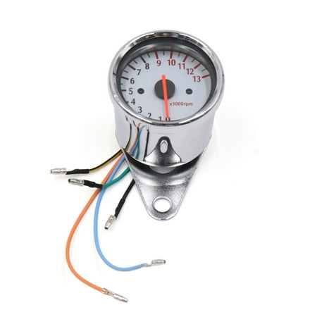 Motorcycle Tank Panels - Universal 12V 0-13000RPM White Panel Motorcycle Tachometer Speedometer Gauge