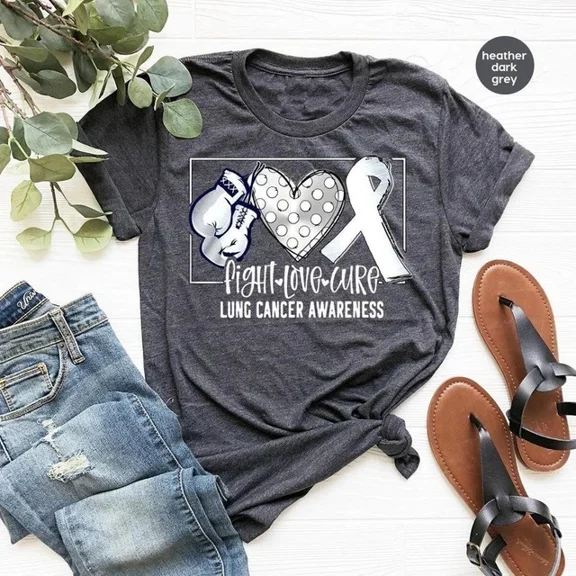 DOPASHIRT Lung Cancer Awareness Shirt, Cancer Support Clothing, Heart T-Shirt, Gifts Fo... Unisex S-5XL Hot Trending Shirt, Vintage Birthday Gift