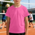 thumbnail image 2 of Xijirk Boys Solid Short Sleeve Tee Crew Neck Casual Soft Breathable Lightweight Shirt for Everyday Wear,Z02 Hot Pink,3-4 Years, 2 of 3
