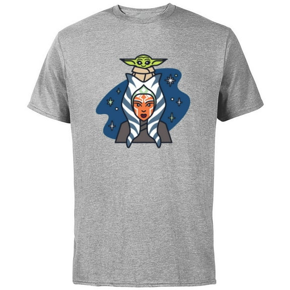 Star Wars Ahsoka Tano and Grogu The Mandalorian Night Cute - Short Sleeve Cotton T-Shirt for Adults - Customized-Athletic Heather
