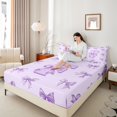 thumbnail image 4 of Castle Fairy Personalized Initial 4-Piece Full Size Sheets,Dreamy Princess Bed Sheets,Purple Bow Lightweight Sheet Sets,Lightweight Kawaii Room Decor, 4 of 7