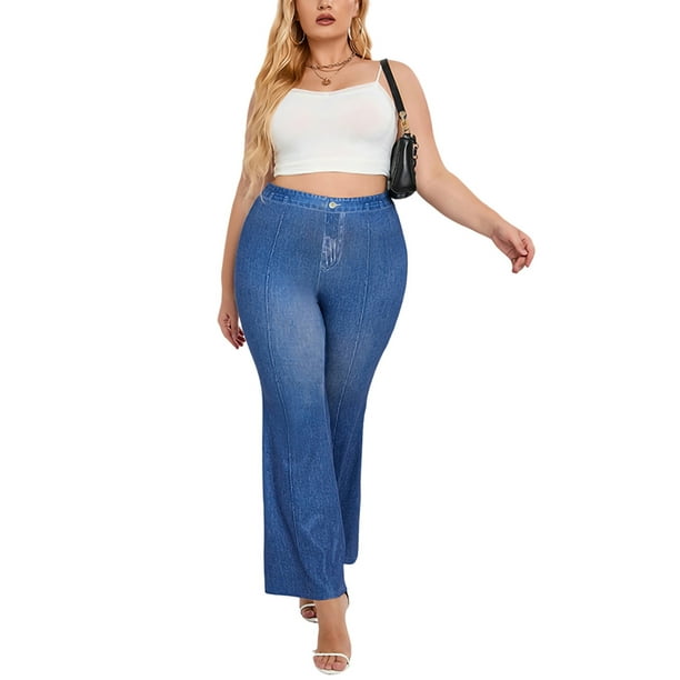 Sexy Dance Women Oversize Palazzo Pant Bell Bottom Plus Size Flare Pants  Tummy Control Leggings Casual Bottoms High Waist Trousers Style-B 1XL 