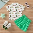 thumbnail image 4 of Baby Boys Outfits Summer Short Sleeve Cartoon Dinosaur Prints Tops Shorts Set Kids Clothes Green 4 Years-5 Years, 4 of 7