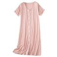 thumbnail image 1 of Women's Plus Size Modal Short Sleeve Button Down Nightdress Soft Loose Pajama Dress, 1 of 5
